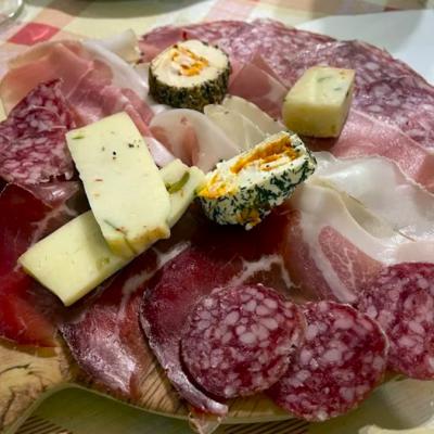 Platter of cured meats and cheeses